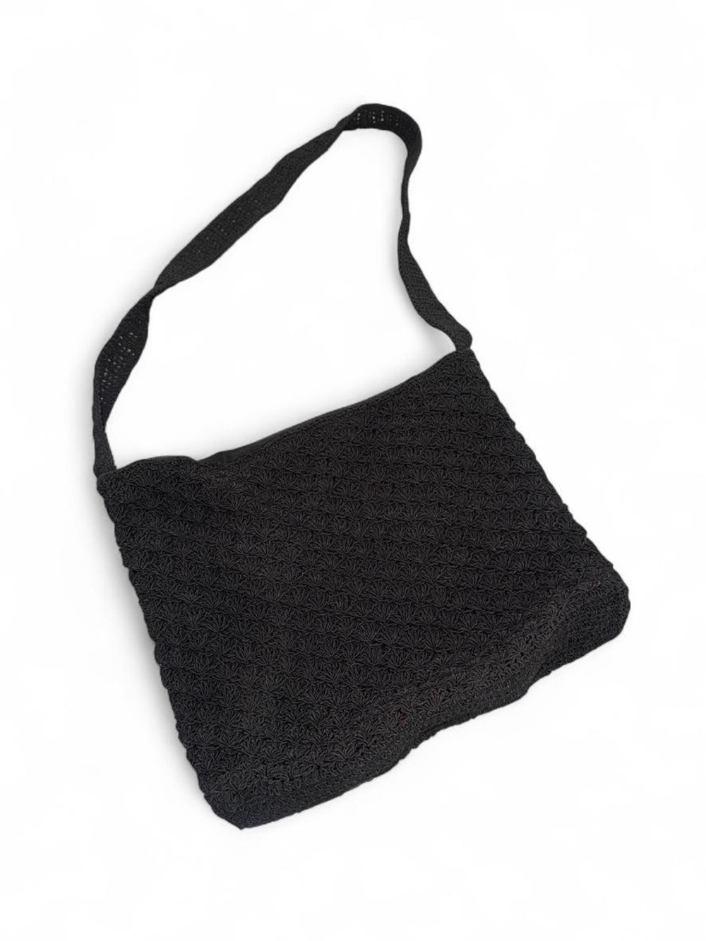 kathy ireland Black Crochet Shoulder Bag